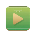 Play-Button &uuml;ber Fu&szlig;ballfeld als Icon f&uuml;r Live-Streaming bei Golazzo